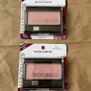 2 New Colormates Cosmetics Blush & Brush 62331 Pink Shimmer